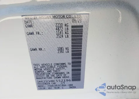 2024 Nissan Leaf Sv Plus from USA, damaged, VIN 1N4CZ1CV4RC552196